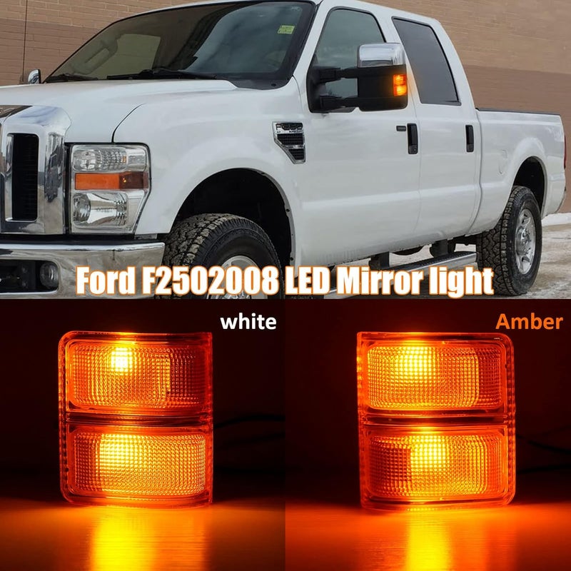 Best View Signal Mirror Lights, Amber Lens Side Marker Lamp for 2008-2016 Ford F250 F350 F450 F550 Super Duty for Pickup Truck,Amber & White led Turn Signal Light Aftermarket Replacement,2 PCS - Image 3